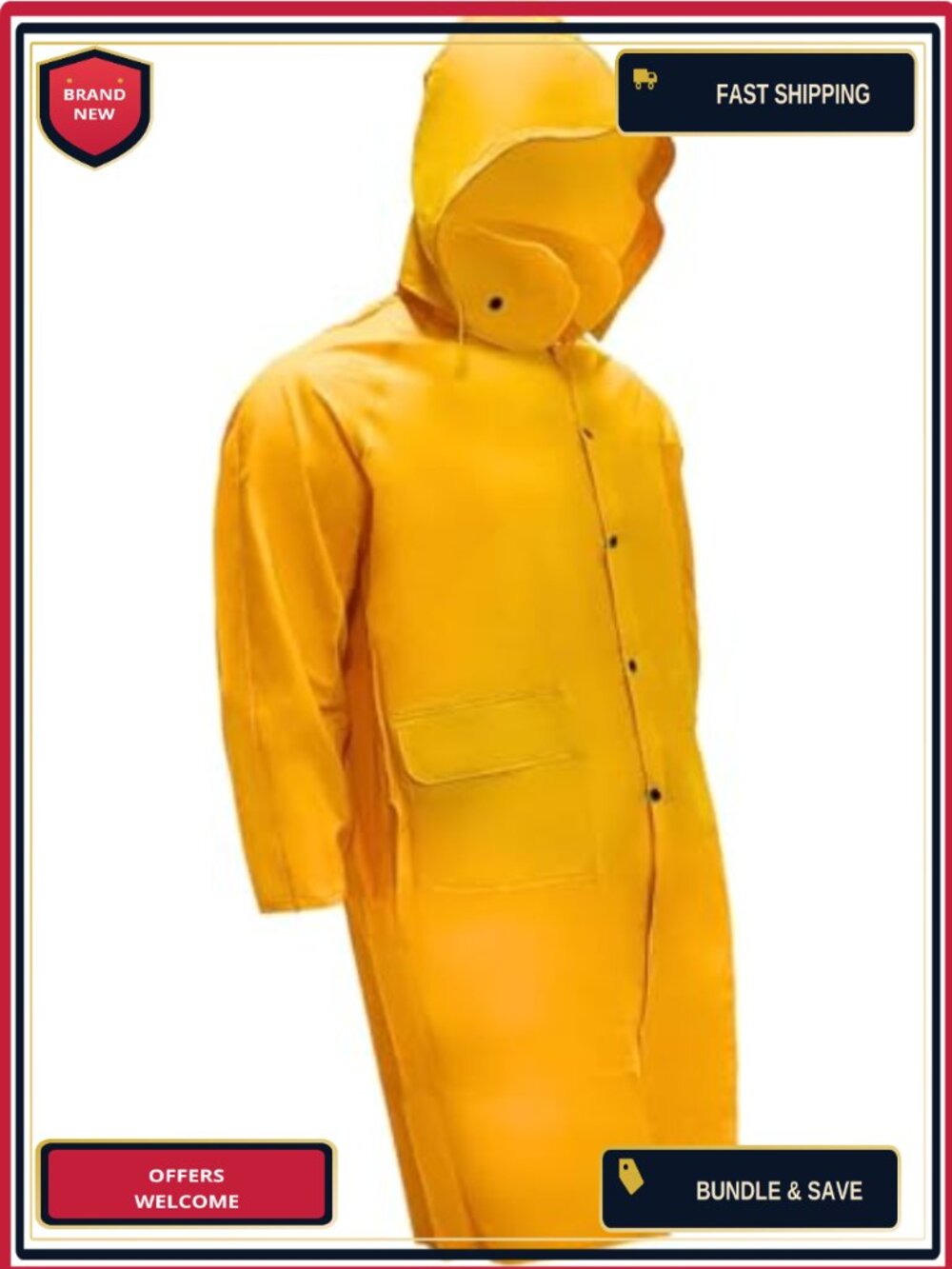Heavyweight PVC Raincoat with Detachable Hood 3XL